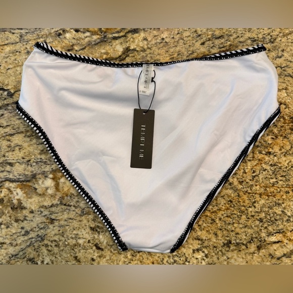 Tempt Me Women's Twist Bikini Bottom High Cut Swimsuit Black White Size Medium - Picture 4 of 7